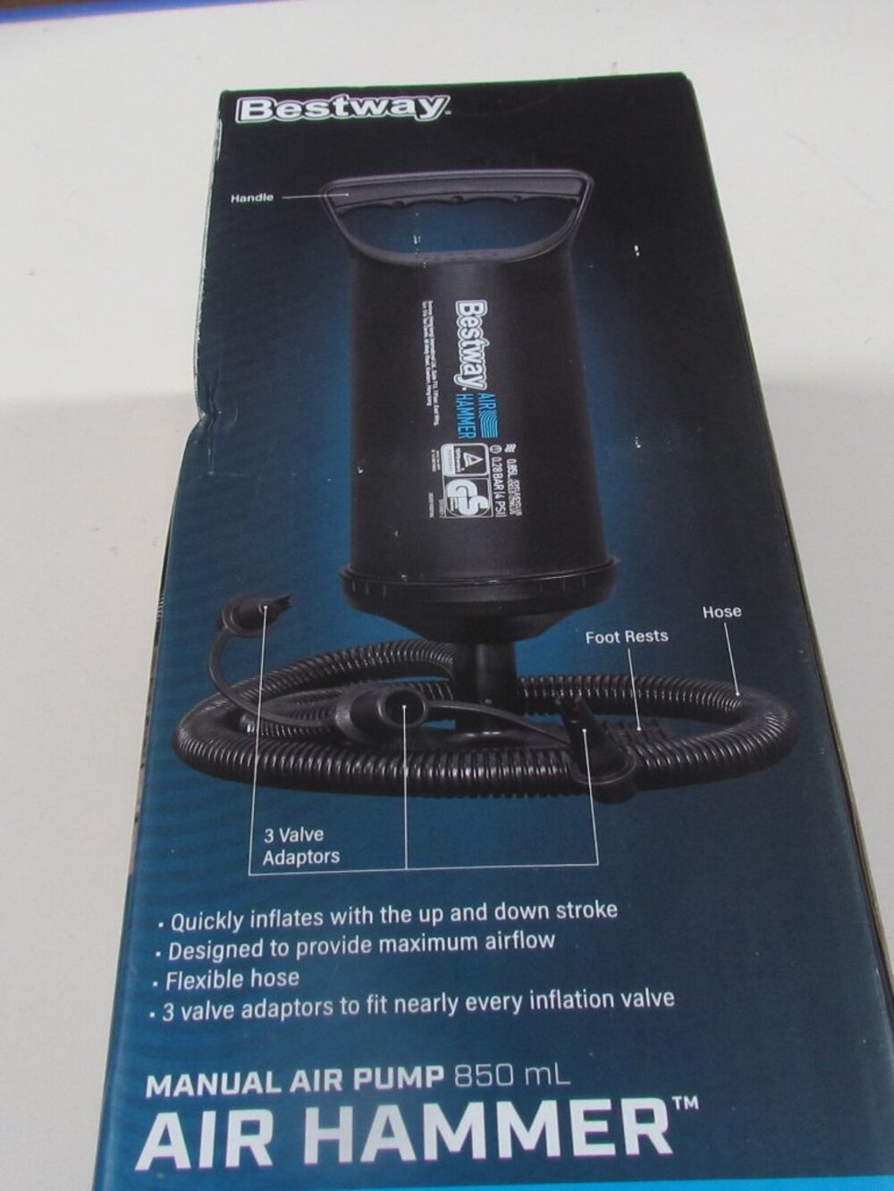 Bestway Air Hammer Air Pump 3 Valve Adaptors pumps up to 4 psi